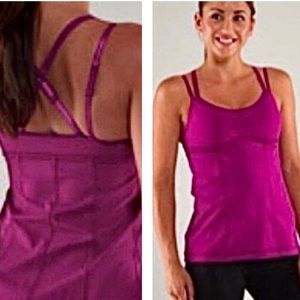 Lululemon warrior 1 tank crisscross straps size 4 dewberry pink purple